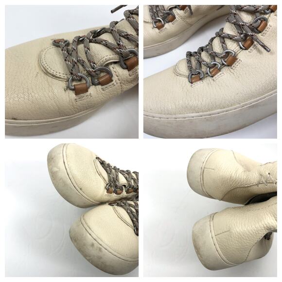 Frye Lena Hiker Sneakers Boots Leather High Top Lace Up Ivory Womens 9.5 - Picture 8 of 10